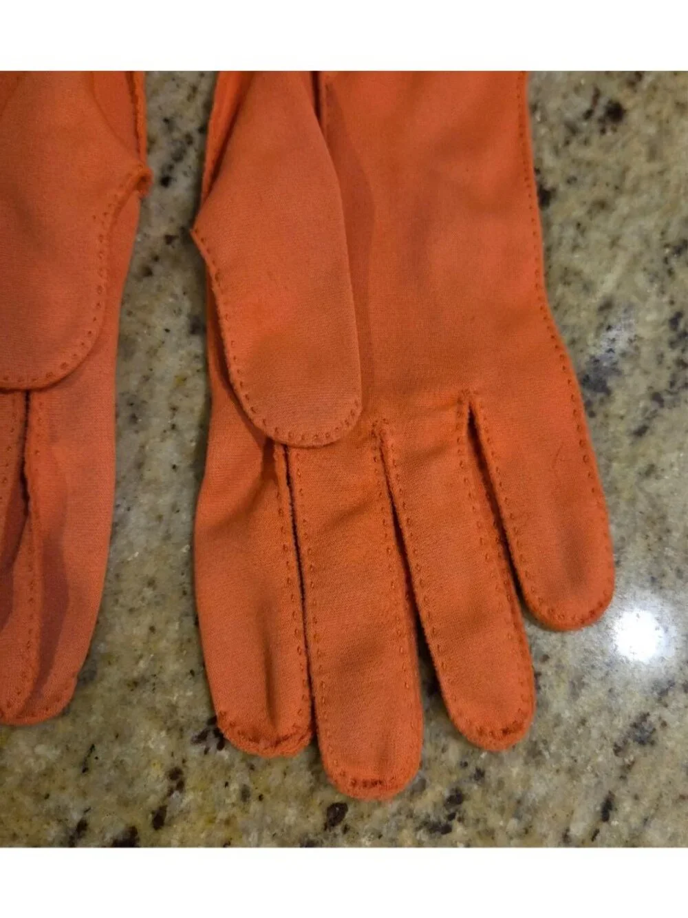 Vintage Womens Size XL XXL Pumpkin Orange Formal Stretch Nylon Gloves